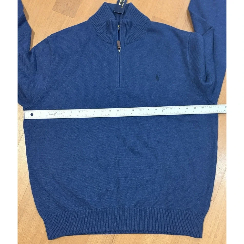 New Polo Ralph Lauren 1/4 Zip Mens XXL Blue Quarter Zip Sweater Pullover NWT